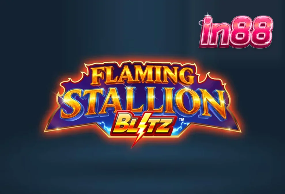 Pemandangan gurun yang membara dengan simbol kuda jantan yang menyala dalam Flaming Stallion Blitz
