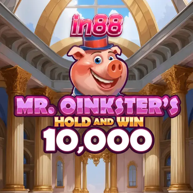 Tampilan visual slot Mr. Oinkster’s Hold & Win 10,000 dengan tema celengan babi yang ceria